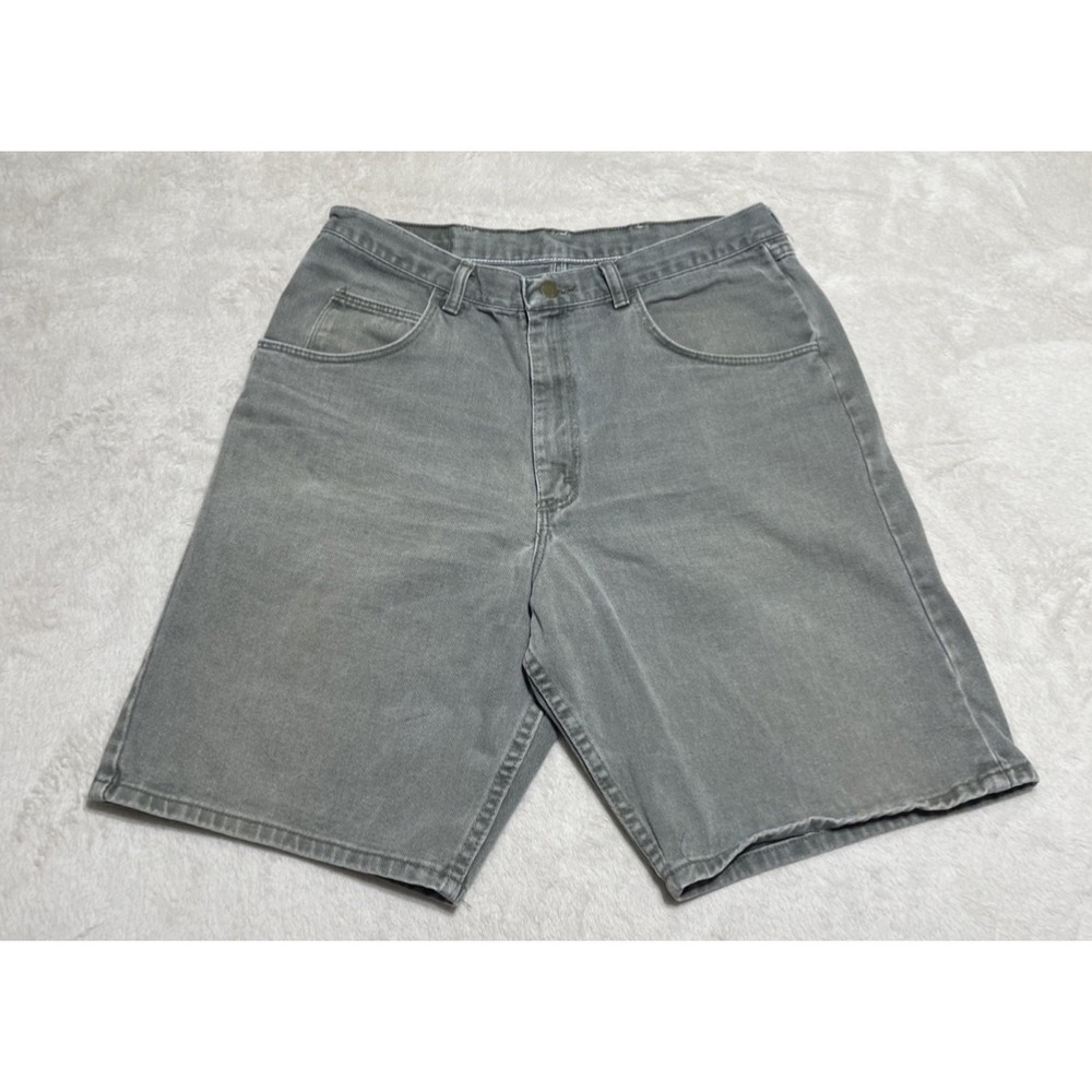 Wrangler Canvas Shorts Men's Size 34 Green Flat Front Chino